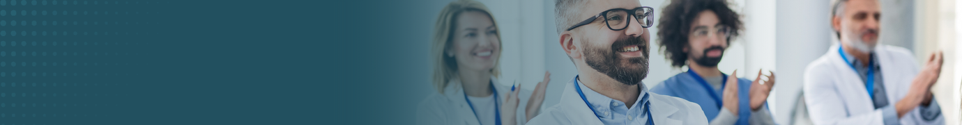 medical people clapping in a rectangular banner