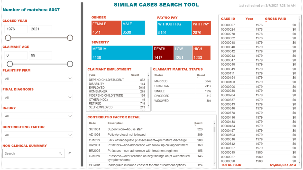 Settle or Like Cases Tool Screen